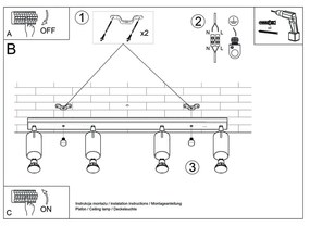 Biele stropné svietidlo Sollux Etna 4L