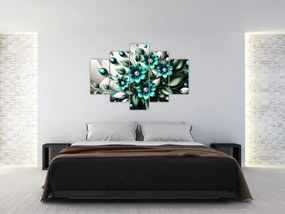 Obraz - 3D tyrkysové kvety (150x105 cm)