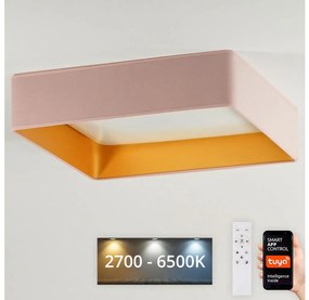 Brilagi-LED Stmieva­teľné svietidlo VELVET SQUARE LED/36W/230V Wi-Fi Tuya + diaľkové ovládanie ružové
