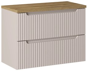 Závesná skrinka pod umývadlo Nova Cashmere II s doskou 80 cm kašmír/dub coast evoke