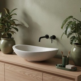 Rea Leona, kamenné umývadlo na dosku 465x370x125 mm, béžová-imitácia kameňa, REA-U3609