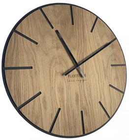 Veľké drevené hodiny v hnedej farbe 60cm