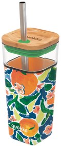 Sklenený cestovný hrnček so slamkou Liquid Cube Oranges 540 ml