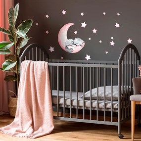 Ružové detské samolepky na stenu Ambiance Magic Cat