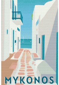Gario Diamantové maľovanie Grécko, Mykonos Rozmery: 40 x 60 cm, Rámovanie: Iba zrolované plátno, Diamanty: Štvorcové