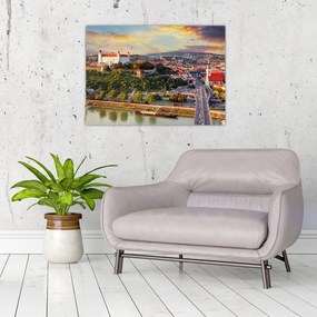 Sklenený obraz - Panorama Bratislavy, Slovensko (70x50 cm)