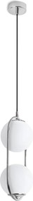Závesné svietidlo Florence, 2x biele sklenené tienidlo, ch, U