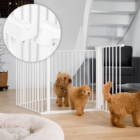 Bezpečnostná brána pre zvieratá a deti 5 panelov 60 cm kovová biela ECOTOYS