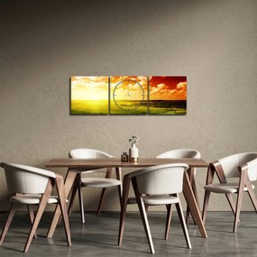 Obraz letnej lúky (s hodinami) (90x30 cm)