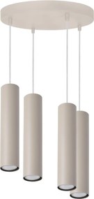 Závesné svietidlo Tuba, 4x béžové kovové tienidlo, o