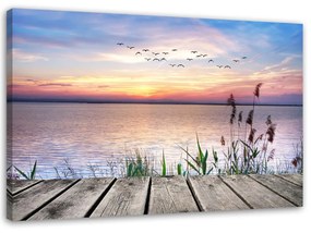 Obraz na plátně Platforma Sunset Sea - 100x70 cm