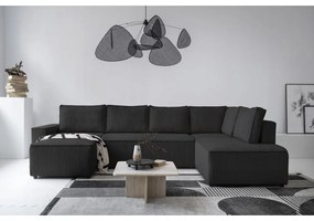 Antracitovosivá menčestrová rozkladacia rohová pohovka (pravý roh/do tvaru "U") Brave Dave – Miuform