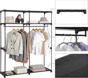 Látková skriňa, mobilná skriňa, skladacia, čierna