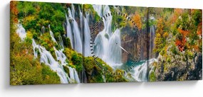 Obraz - Národný park Plitvické jazerá (s hodinami) (90x30 cm)