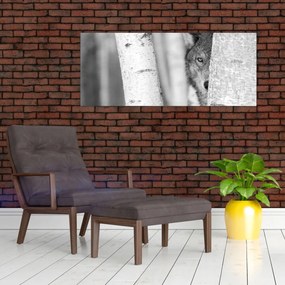 Obraz - Vlk v lese (120x50 cm)