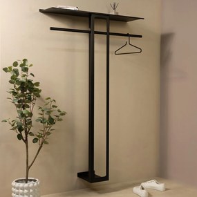 Čierny oceľový nástenný vešiak s poličkou 100 cm Luno Large – Spinder Design