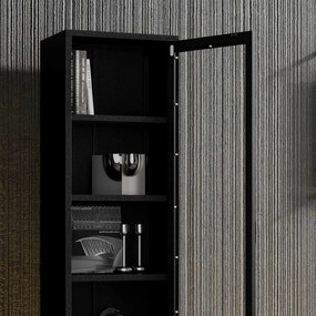 Čierna sklenená vitrína do obývačky z kovu na nožičkách LUIGI Modern 500 x 1800 x 350 mm