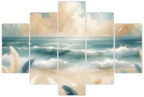 Obraz – Maľovaná pláž v jemných farbách (150x105 cm)