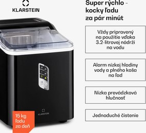 Klarstein Albaron, výrobník ľadu, tvar náboja, 12 kg/24 h, nádrž 1,5 l, displej