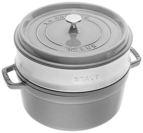 Staub Cocotte okrúhly hrniec s parnou vložkou 26 cm/5,2 l sivý, 1133818