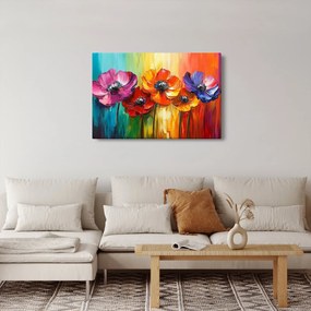 Obraz - Päť pestrofarebných kvetov (90x60 cm)