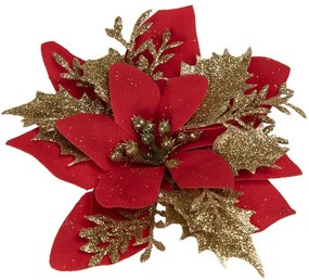 Dekorácia červená kvetina vianočná hviezda Poinsettia - 14*5 cm