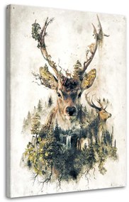 Obraz na plátně, Jelen Abstraktní zvířata Příroda - 40x60 cm
