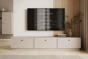 TV stolík Lorini 200 cm na sokli - kašmírová / čierne úchytky G