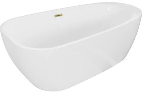 Mexen Giada, voľne stojaca vaňa 170 x 90 cm, biela lesklá, zlatý lesklý prepad, 52741709000-50
