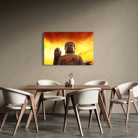 Obraz - Budha s červenožltým pozadím (90x60 cm)