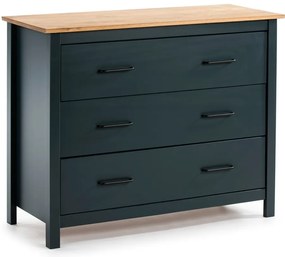 Tmavomodrá nízka komoda z borovicového dreva 100x80 cm Miranda – Marckeric