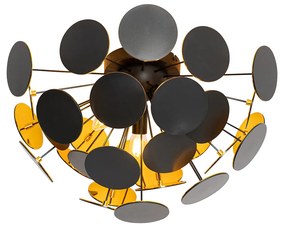 Dizajnové stropné svietidlo čierne so zlatom 54 cm 3-svetlo - Cerchio