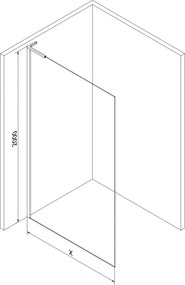 Mexen Kioto L, sprchová zástena Walk-In 90 x 200 cm, 8mm číre sklo biely vzor, grafitový profil, 800-090-103-66-97