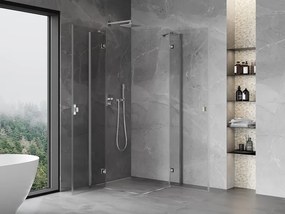 Mexen Mist-H Duo, 2-krídlový výklopný sprchový kút 70 x 70 cm, číre sklo, chrómový profil, 8A5-070L-070P-01-00