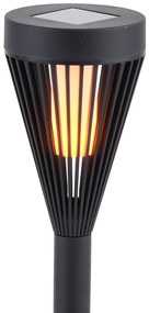 Exteriérové solárne svietidlo Flame, 1x čierne plastové tienidlo