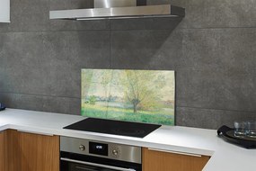 Sklenený obklad do kuchyne Art namaľovaný lúka 125x50 cm