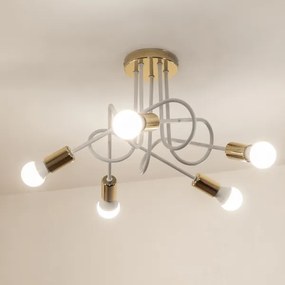 Pritrdjena stropna svetilka OXFORD 5xE27/15W/230V, zlata/bela