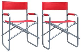 Režisérske stoličky 2 ks, oceľ, červené 47919
