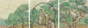 Obraz - Vincent van Gogh, The Olive Orchard, reprodukcia (s hodinami) (90x30 cm)