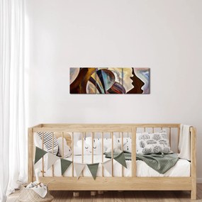 Obraz - Abstrakcia hláv (s hodinami) (90x30 cm)