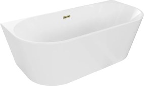 Mexen Oval, voľne stojaca nástenná vaňa 170 x 80 cm, biela, zlatý lesklý prepad, 52671708000-50