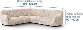 Bielastické poťahy UNIVERSO NOVÉ žíhané béžové rohová sedačka (š. 350 - 530 cm)