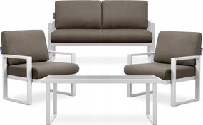 Sada záhradného nábytku stôl pohovka stolík biela/béžová Konsimo Frena loft