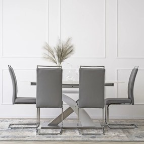 Jídelní židle Loca ekokůže šedá/stříbrná