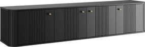 Závesná TV skrinka Vesper 4D 187 cm - čierna / zlaté úchytky