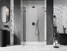 Mexen Lunar, ľavé otočné sprchové dvere 160 cm, 8mm číre sklo, brúsený grafit profil, 834S-160-050-66-00-L