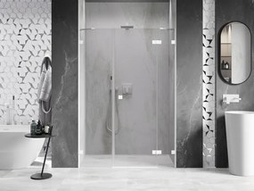 Mexen Lunar, pravé otočné sprchové dvere 120 cm, 8mm číre sklo, biely profil, 834S-120-050-20-00-P