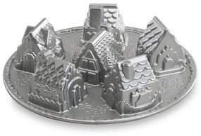 Mini plech na pečenie Nordic Ware so 6 formami Village, 6 šálok strieborný, 81948