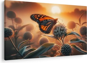 Obraz – Motýľ v zapadajúcom slnku (90x60 cm)