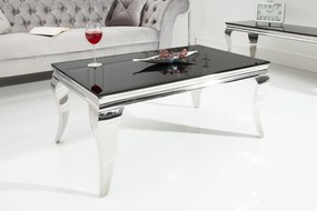 Sklenený konferenčný stolík Barock Black čierna strieborná 100cm